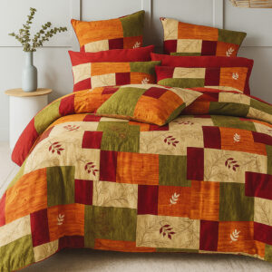 Rosy Angel Cotton Single Bed Bedsheet Set with 2 Pillow Covers – Autumn Patch Leaf Design